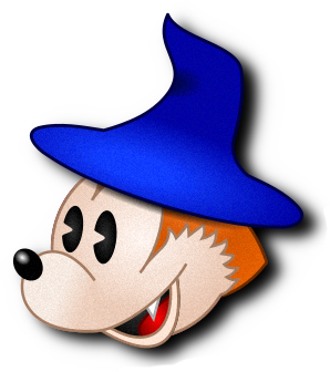 A Coby wearing a blue wizard hat