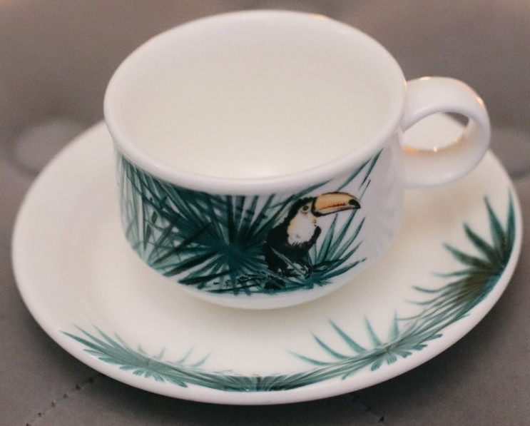 Cup showing a toucan