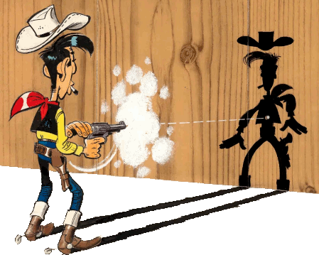 Lucky Luke shooting quicker than his own shadow!