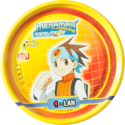 A metal tazo showing Lan