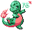 Charmander, green and pink coloring