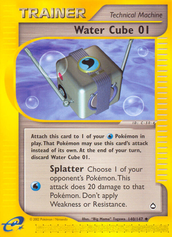 A card depicting a water-based technical machine.