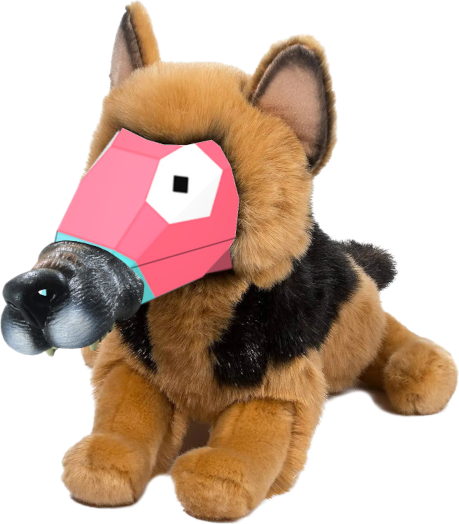 A Porygon dressed up as a dog